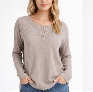 Search for Sanity Long Sleeve Ribbed Henley Top in Oatmeal Size XS NWOT